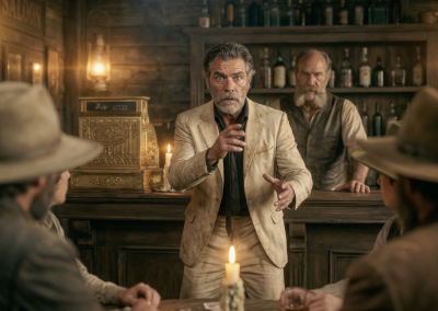 Silas Telling his Story at the Wild Stud