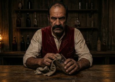 The Barman at the Hung Bull